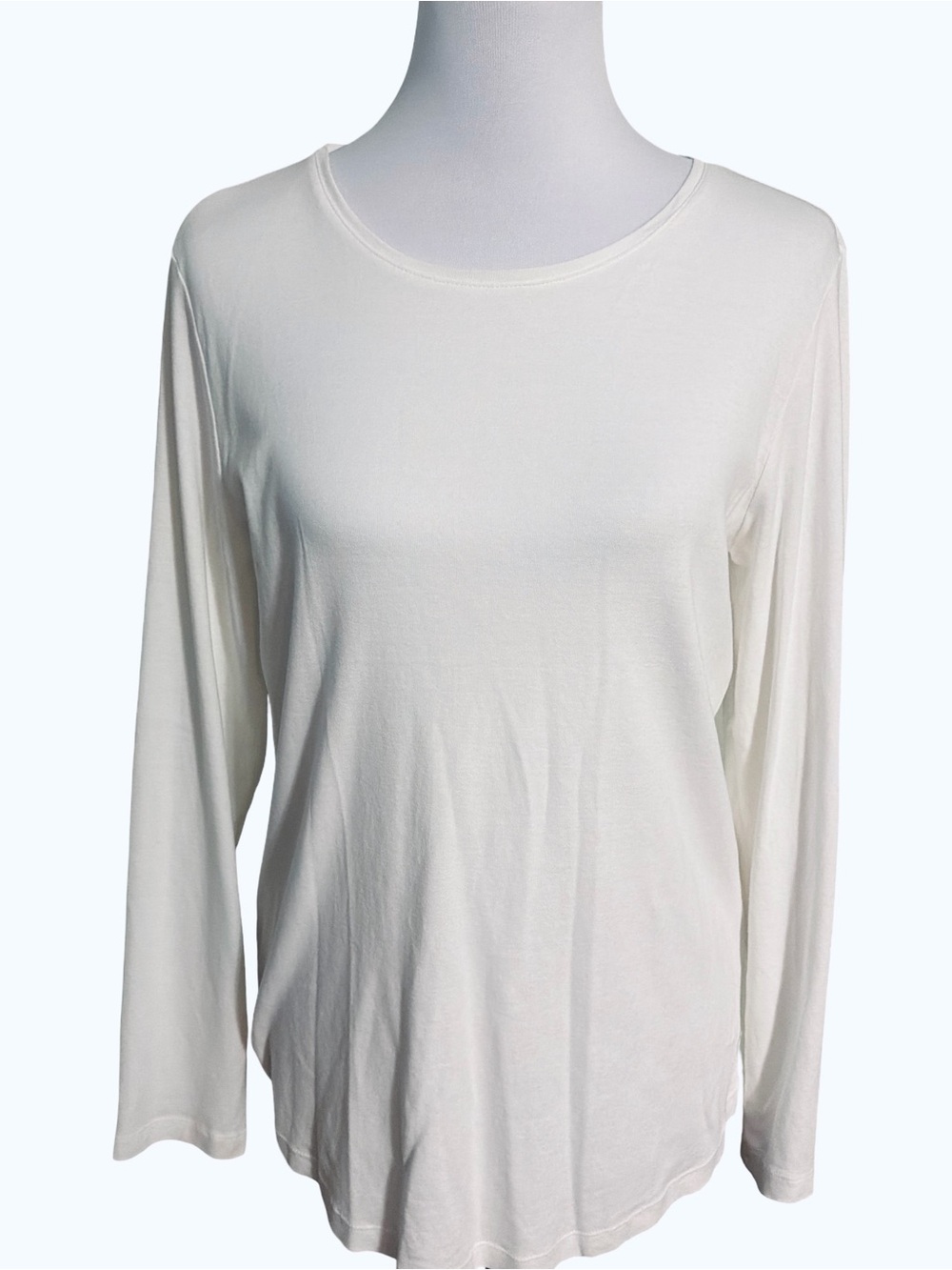 Chico's Long Sleeve Scoop Neck Tee White Size L
